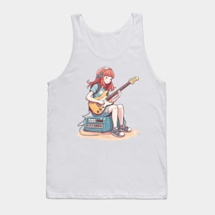 A girl playing her favourite guitar Tank Top